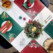 일회용 종이 테이블 식탁매트 10P 세트 크리스마스.엘라다이닝, 레드, 10개