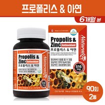 프로폴리스 아연 캡슐 플라보노이드 BEE PROPOLIS 비프로폴리스 추출물 알약 항산화 영양제 건강기능식품 캐나다, 2박스, 프로폴리스 아연 캡슐 90C