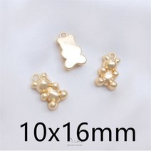 금토끼 선물 장식 소품 순금 황금 14K 골드 도금 귀여운 리틀 베어 토끼 펜던트 수제 보석 DIY 팔찌 목걸이 쥬얼리, 01 1개, 06 10x16mm