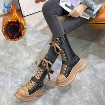 셀럽당 겨울 코튼 워커 여 밑바탕이 두텁다 복고풍 통기 슬림 부츠 미들부츠
