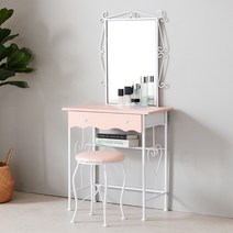 [룩홈] 클래식 철제 선반형 화장대, 클래식 철제 선반형 화장대[사각형]-핑크