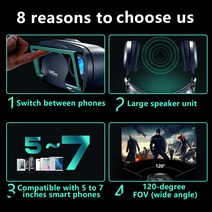 VR VR기기VRG PRO-오리지널 3D Gglasses 가상 현실 안경 IOS 안드로이드 스마트폰용 전체 화면 비주얼 와, 한개옵션1, 한개옵션0