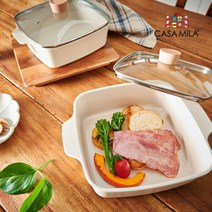 까사밀라 IH 사각 세라믹 냄비 18cm 인덕션 오븐 플레이팅 뚜껑, 단품없음