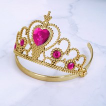 하트 보석 머리띠 브라이덜샤워 생일 홈 파티 소품, 5. 하트보석 머리띠 (골드) -핫핑크