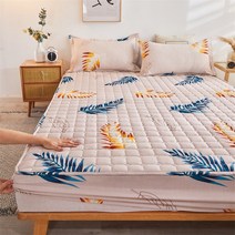 라지킹침대 두꺼운 퀼트 장착 침대 시트 퀸 킹 사이즈 미끄럼 방지 방진 커버 1 장, [06] 2pcs 47x74pillowcase, [05] fenqin-mi