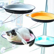 위풍댕댕 고양이 원반형 납작 창문해먹 20kg 하중 윈도우 부착식 캣타워 캣선반, 납작해먹 브라운