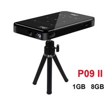P09 II DLP 휴대용 미니 프로젝터 안드로이드 90 터치 패널 키스톤 4K 와이파이 블루투스 홈 시네마 비디오 삼각대 4000MA, Black P09 II 1GB 8GB_AU 플러그