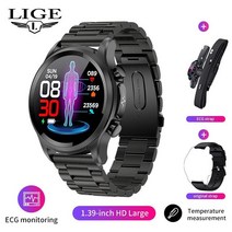 운동시계 스마트 워치 ECG PPG Smart Watch For Men 5.1 Bluetooth Calls IP68 Waterproof Full Touch Scr, 04 Steel ECG Strap
