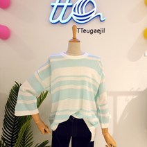 tto 변형스트라이프패턴 루즈핏 티셔츠(T21KZZ02AX)