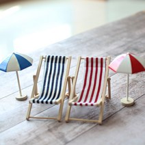 미니라운지비치의자 파라솔세트4p 미니어쳐소품