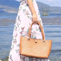 라탄 백 비치 여름 숄더 왕골 가방 여름 등나무 가방 태국 밀 짚 해초 메신저 핸드 손잡이 토드
