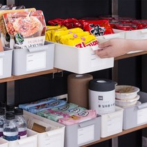 [하우스버디] 2+2 주방틈새수납 팬트리 손잡이 수납바구니 4세트 (소형), 높은형, 아이보리(소형4개)