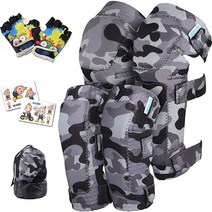 Simply Kids 혁신적이고 부드러운 아동용 무릎 및 팔꿈치 패드 자전거 장갑 포함 I 유아 보호 장비 세트 I 자전거 롤러 스케이트 스케이트 보드 어린이 아동 남아, (2nd Gen) Snow Land Camo