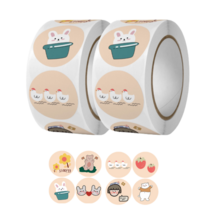 메리롱 귀염뽀짝 인스 구디백 다꾸 데코 스티커 벌크 500P, 2롤, 베이지 슬리피