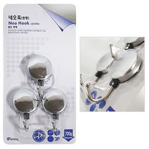 우일 네오훅(원형 3P) NS-01 본드부착 벽면행거 후크, 1