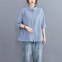 퀸앤조이 미녀77 심플한 7부소매 프릴셔츠