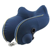 더블핏 기내용 에어 여행용 목베개, Free, 네이비