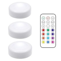 led puck light remote control dimmable 무선 터치 센서 배터리 작동 휴대용 주방 복도 옷장 캐비닛 야간 램프, 램프 3개 리모컨 1개
