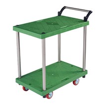 플렌티 잘밀려 플라스틱 대차 2단 녹색 대 서빙카트 핸드카트, 잘밀려플라스틱대차2단녹색대, 1개