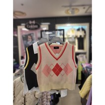 [동아쇼핑] 2023년 봄 신상~어디든 두루 코디하기 좋은 @@ 브이넥 아가일 크롭 조끼@@레이어드하기 좋은@@ 초등 여아 데일리 니트 조끼 EDVK23154