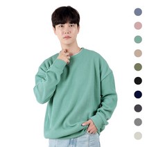 남성용 오버핏 코듀로이 소프트 라운드 맨투맨 티셔츠