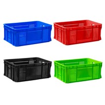 운반상자 6호 4개 플라스틱 과일 농산물 바구니 부품박스 인쇄가능, 검정