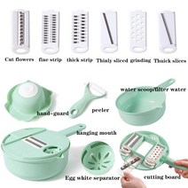 다기능 야채 커터 감자 슬라이서 요리 도구 12 1 Grater Gadgets 그라인딩 가정용 주방 액세서리, green