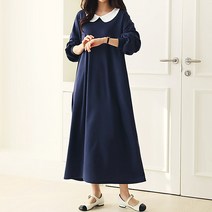 경스홀릭 심플한 둥근카라 포켓 루즈핏 박스 롱원피스 빅사이즈 임부복 봄신상