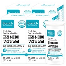 본트비 프레쉬데이 구강유산균 프로바이오틱스, 4개, 30정, 27g