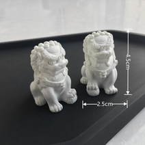 해태상 액막이 석재상 조각상 석상 해치 돌해태 동상 사자상 소품 인테리어, 화이트 1쌍