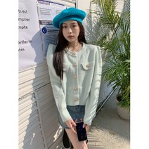 잔향풍 직각 어깨 니트 가디건 여 추동 부드러운 루즈핏 코트 니트 쇼트 코트 상의