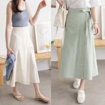 하늘바라기 여성용 모리 린넨 롱 랩 스커트