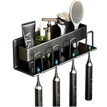 무타공 칫솔꽂이 4Color 다용도거치대, 4구, 블랙, 1개