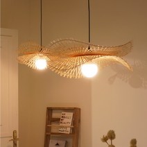 휴양지 감성 라탄 비치 펜던트 조명 포인트 식탁등, 비치 550mm, LED볼구 12W 하얀빛