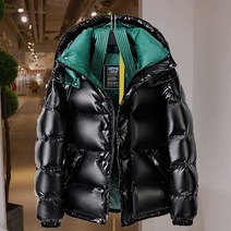 남성유광패딩 두꺼운 반짝 이는 남성 다운 재킷 짧은 2023 새로운 겨울 유행 브랜드 대형