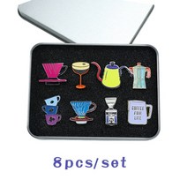 새로운 도착 에스프레소 액세서리 바리 스타 커피 메이커 브로치 미니 커피 탬퍼 아름다운 커피 배지 카페 선물 상자, 13