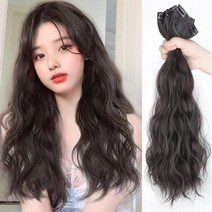 고열사 웨이브 모델 부분 가발 여성용 자연스러운, 내츄럴블랙 ONESIZE(45CM)
