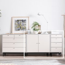 휴이 다용도 멀티 수납장세트 1200 도어형, 민트+다크그레이