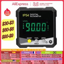 전자수평계 미니수평계 ip54 490 ° 디지털 경사계 lcd 백라이트 디지털 각도기 기울기 측정기 디지털 각도 눈금자 단면 자기 각도기, 초록