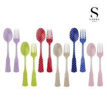 사브르 커트러리 도트 티스푼 케이크 포크 세트, 티스푼+케이크포크, 라임