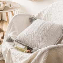 노르딕 모던 니트 태슬 쿠션 커버 홈 모델하우스 사무실 소파 쿠션 침실 침대머리와 등을 대고 베개를 베다., 오트밀링풀업, 45*45cm 무함유심