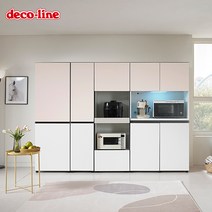 데코라인 피코 주방수납장 풀세트 (핑크/그레이), 핑크