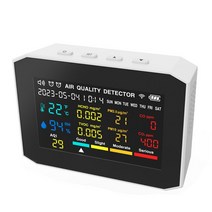 온도 습도 측정기 테스터 공기질 모니터 이산화탄소 감지기 분석기 9in 1 PM2.5 PM10 CO TVOC HCHO AQI, 01 WHITE
