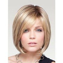 여자 단발 정수리 할머니 중년 항암 여성 통가발 반가발 easyful blonde 10, 갈색, 10인치, 레이스 없음