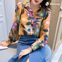 [키리앙] 힐러리 플라워 나염 블라우스
