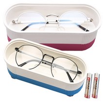 무선 초음파 세척기 안경세척기 렌즈세척기 (안경닦이   건전지2개 증정), 핑크(안경닦이 건전지2개), 2개