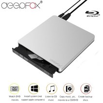 블루레이 플레이어 외부 블루 레이 버너 드라이브 USB3.0 DVD 플레이어 3D 슬림 광학 라이터 리더 CD/DVD W, 01 은