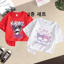 봄신상 1+1투피스 여름 아동용 반팔 티셔츠 3종 세트 큐티 산리오 날염 마이멜로디 쿠로미 시나모롤 여아 옷 패턴 면 티셔츠 쾌적하게 통기하다 주니어 초등학생 티셔츠