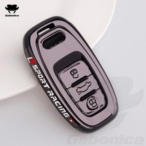 명품 아우디 키홀더ABS 도금 자동차 키 케이스 커버 셸 체인 아우디 a1 a3 8v a4 b8 b9 a6 a5 c7 q3 q5 q, 05 black