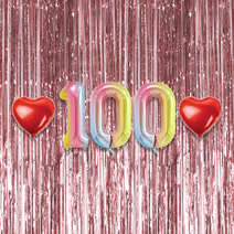 100일 이벤트 포토존 세트 아기 기념일 커플 축하 기념 숫자 풍선 하트, 03.커튼-(로즈골드)-100(소)-레인보우